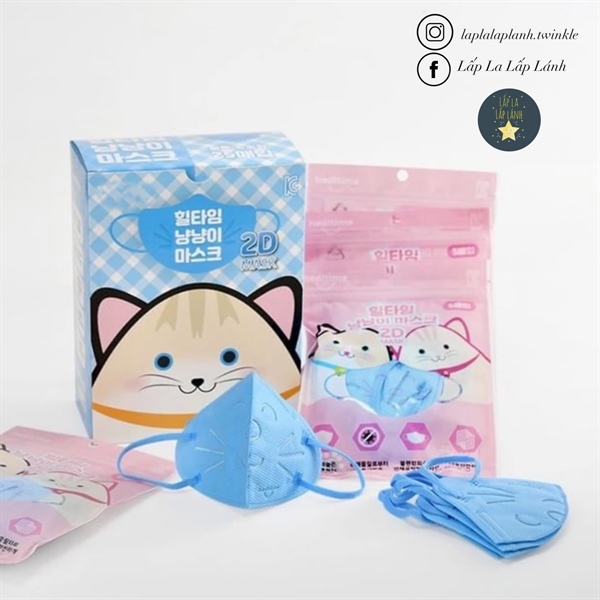 Healtime Set 5 cái khẩu trang mèo Xanh Dương