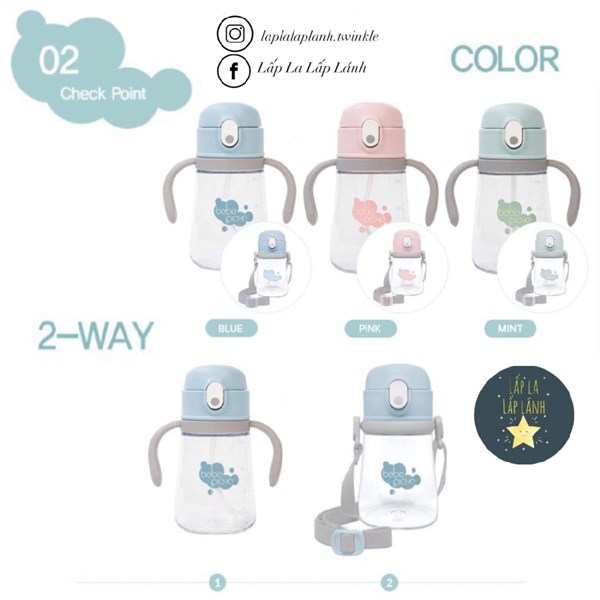 Bebe Riche Bình tập uống nhựa trong 360ml Blue