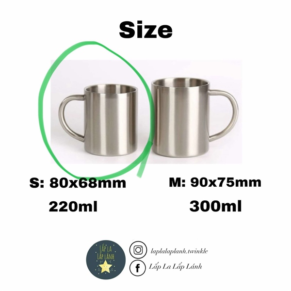 PrettyHeart Ly inox in mặt bé ~ in tên size 220ml