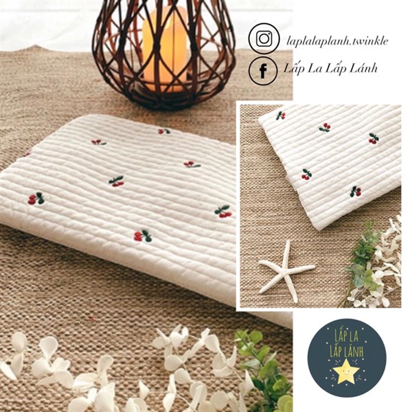 Dottodot Thin Pillow Chữ nhật họa tiết thêu Cherry