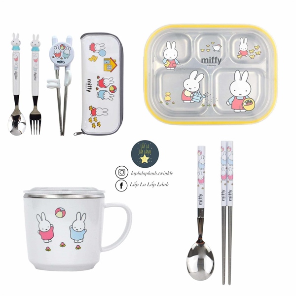 Dongyang Set muỗng nĩa đũa kèm túi Thỏ Miffy