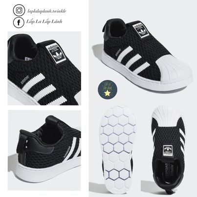 Adidas Sneaker đen sọc trắng size 170