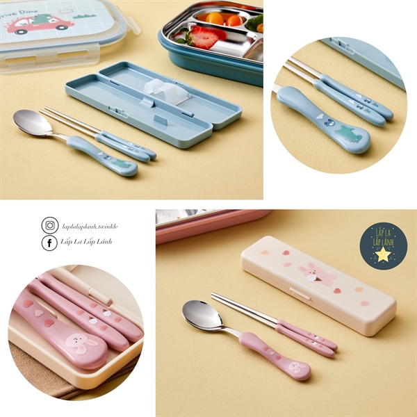 Modernhouse Set muỗng đũa kèm hộp Ô tô xanh