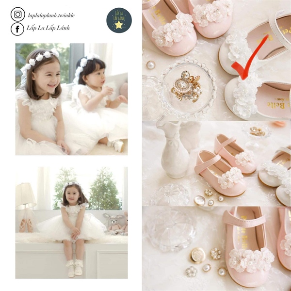 Petitbelle Giày hoa ren trắng size 180