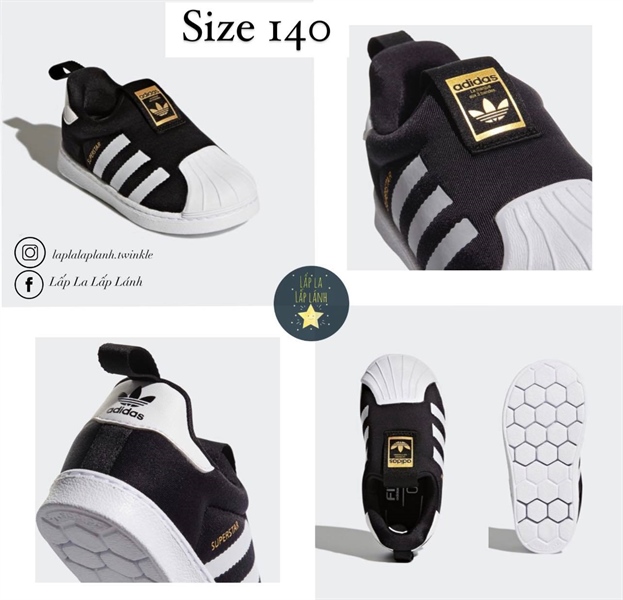 Adidas Giày Đen tem vàng S82711 size 130~220