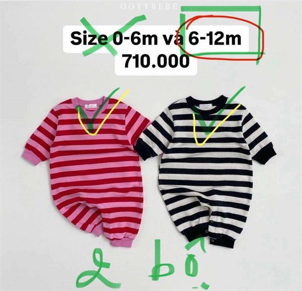 Oottbebe Đồ bộ sọc ngang 6-12m