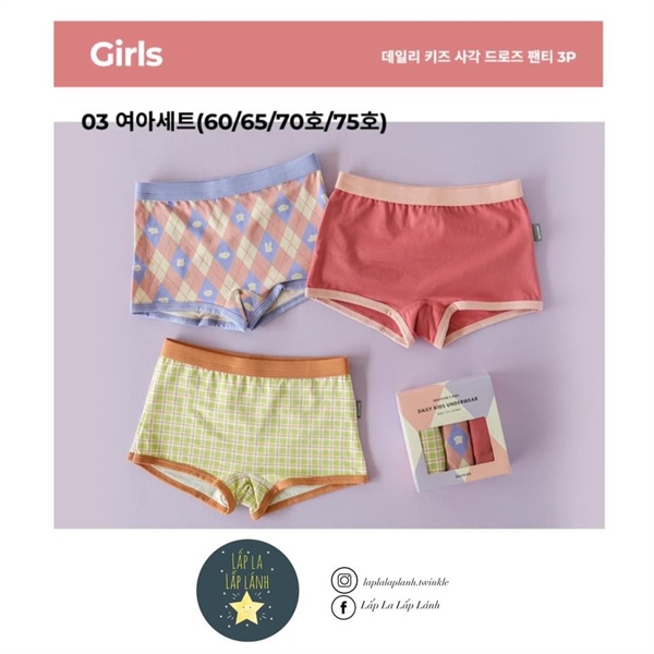 Dailylike Set quần chip Girls 3 size 65 4-5y