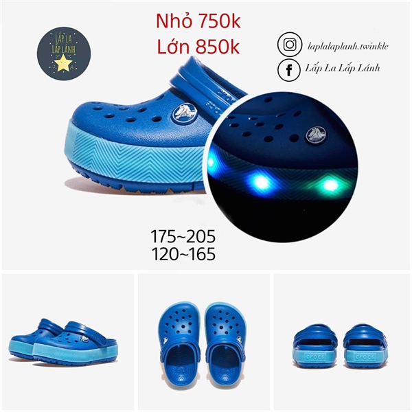 Crocs Sandal CRS210465 Xanh đèn size 140