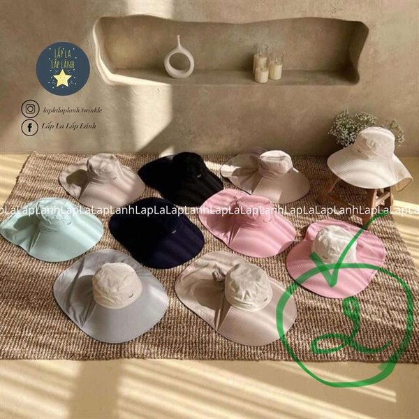 ECLL Nón rộng vành Pink phối vòng đầu 48-52cm