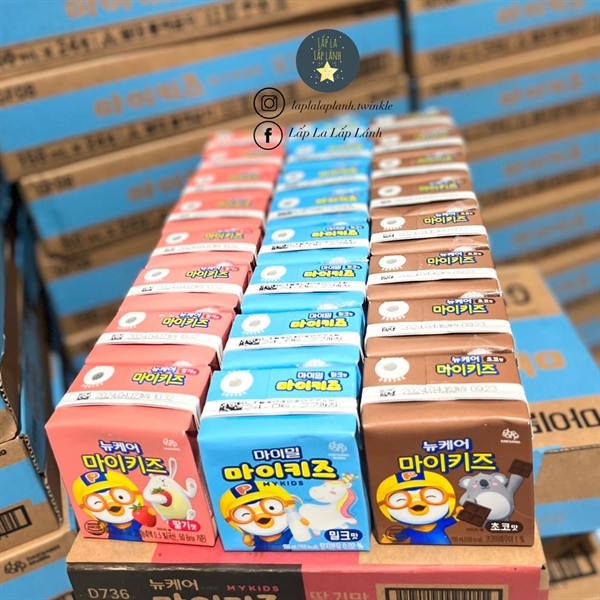 Mykids Sữa pororo vị Dâu thùng 24 hộp 150ml date 17/04/2024