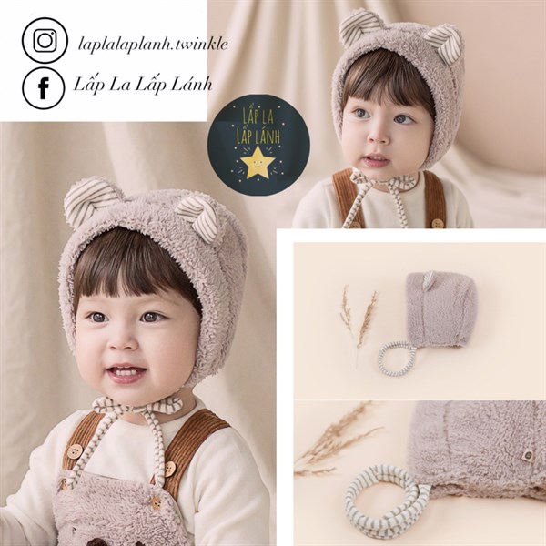 Happy Prince Nón lông tai Gấu sọc Xám