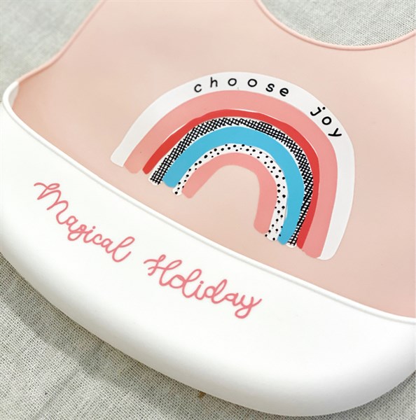 Merrybon Yếm silicone Cầu vồng Hồng