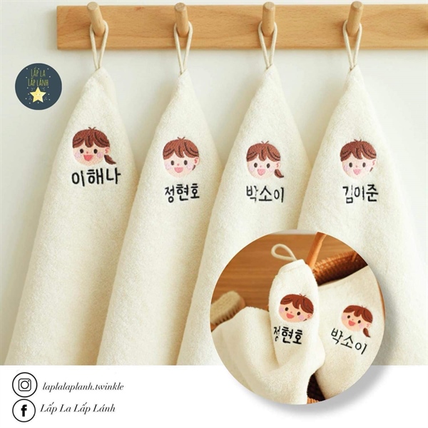 Hejbom Set khăn thêu tên bé gái
