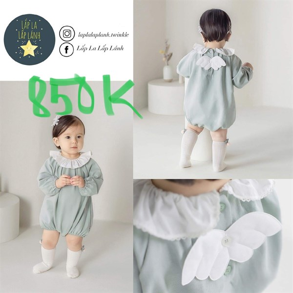 Happy Prince Romper xanh mint cánh thiên thần