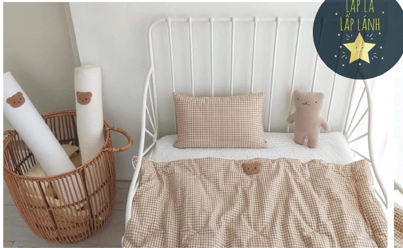 Milkhouse Gối caro nâu 40x25cm