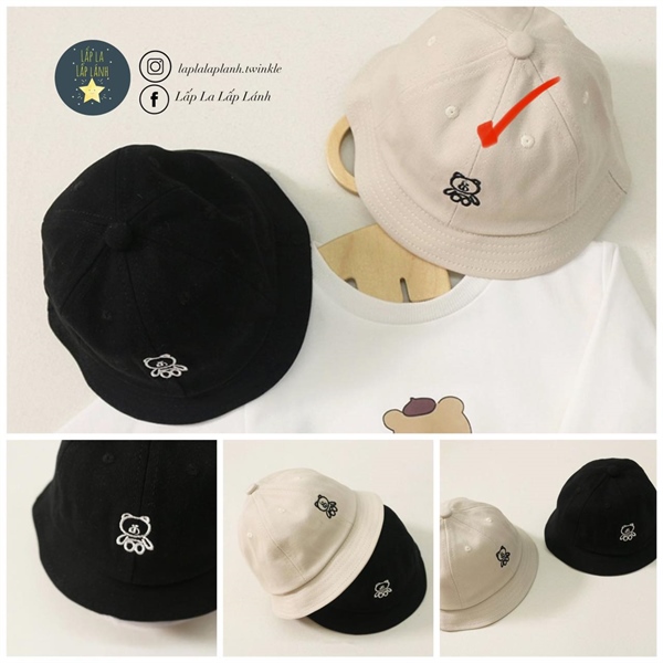 Rangubebe Nón cói thêu gấu Beige