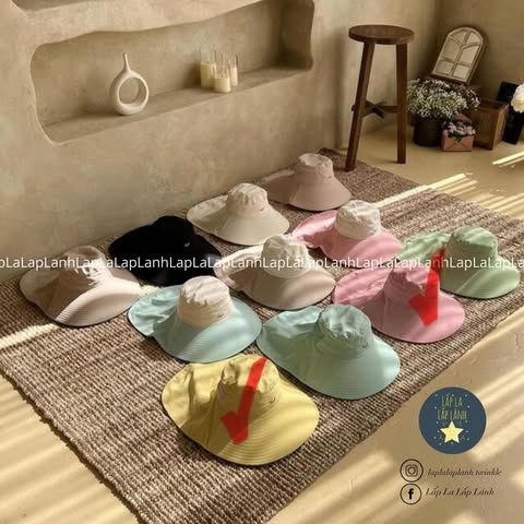 ECLL Nón rộng vành Pink vòng đầu 52-54cm