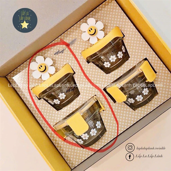 Glasslock Set 2 hũ trữ hoa cúc