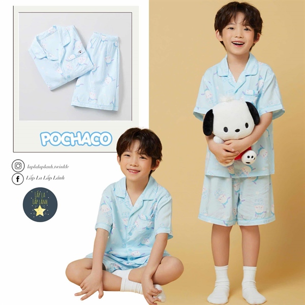 Spaokids Set pyjama Cinnamoroll ngắn tay cổ V size 160