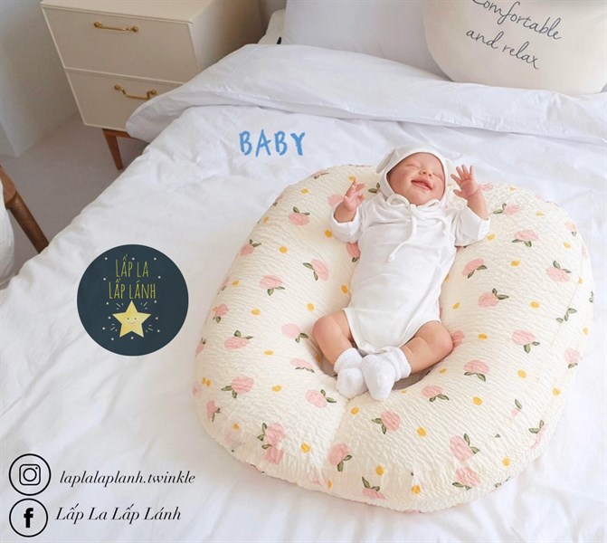 Rototobebe Vỏ gối chống trào Pink peach cotton xốp