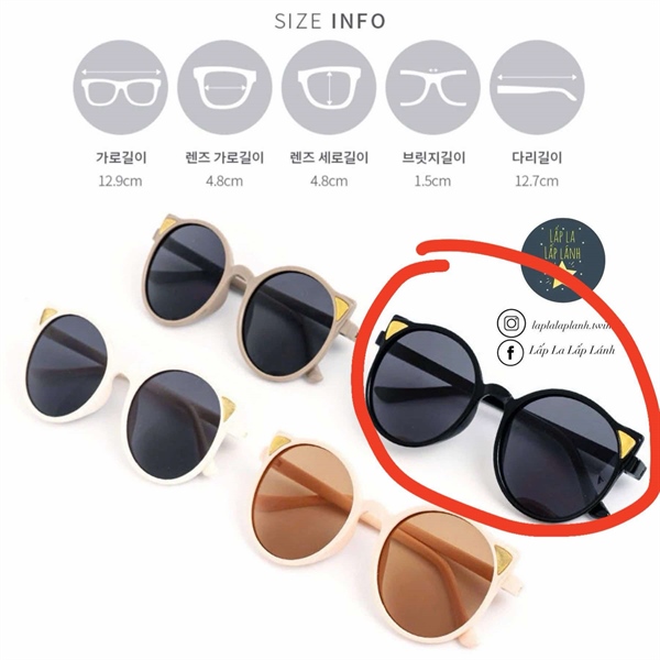 Bayb Kính mát tai mèo Gọng tròn Đen