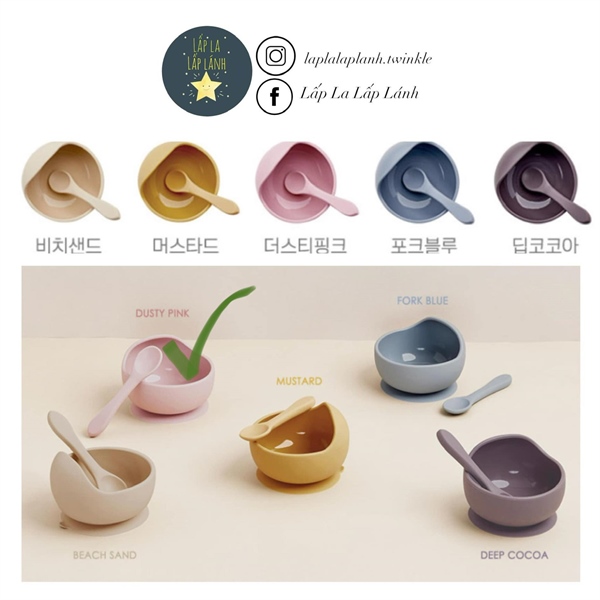 Coaacoaa Set chén muỗng silicone Pink