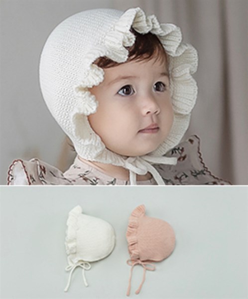 Happy Prince Nón len dây buộc viền bèo Hồng