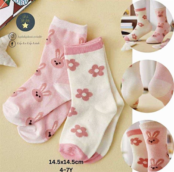 ModernHouse Set vớ 2p Thỏ hồng Daisy 4-7Y