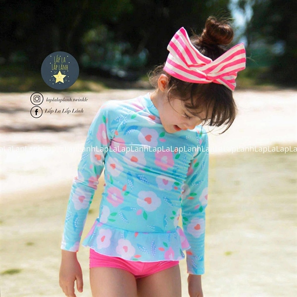 Bayb Set đồ bơi 3p mẫu Hoa xanh size S