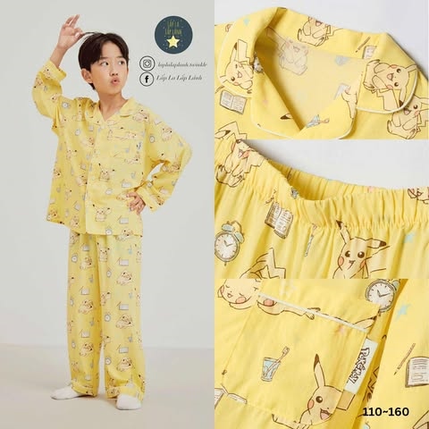 Spaokids Set pyjama SPPPF49KU2 dài tay cổ V