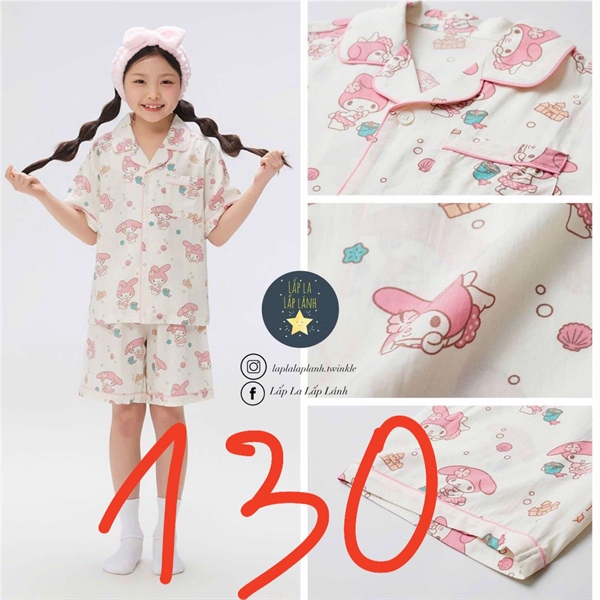 Spaokids Pyjama SPPPF25KU1 tay ngắn cổ V Melody size 130