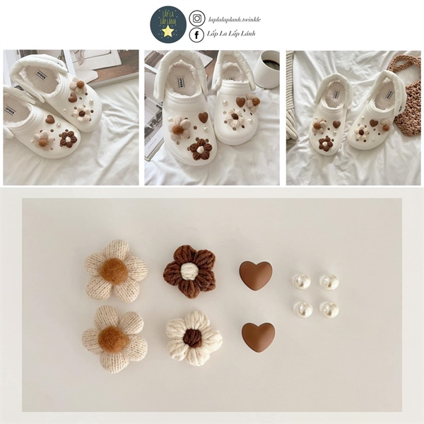 Littledeer Charm hoa tim nâu