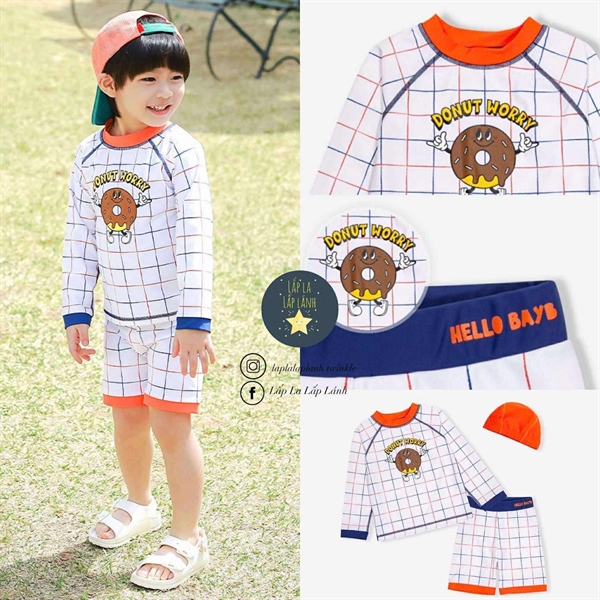 BayB Set đồ bơi 3p Caro cổ cam size M