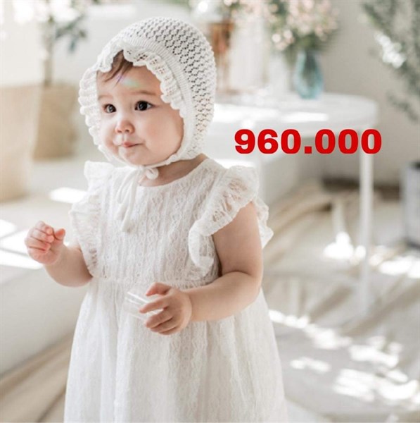 Happy Prince Đầm ren trắng tay bèo