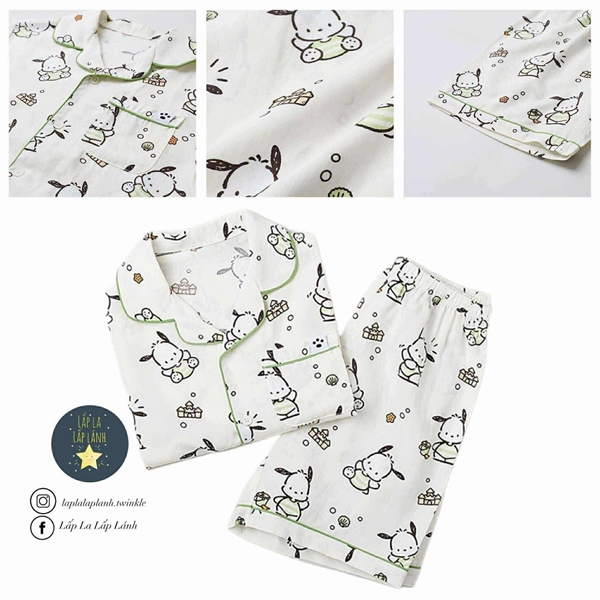 Spaokids Set pyjama SPPPF25KU1 Pochacco Ivory ngắn tay cổ V size 160