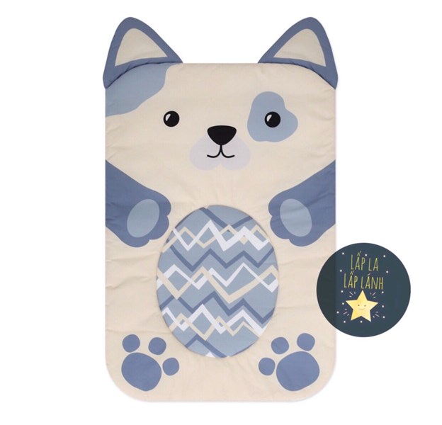 Bonitabebe Nệm chống thấm Cún trắng tai xanh 65x95cm