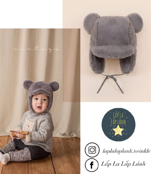 Happy Prince Nón lông Gấu Xám