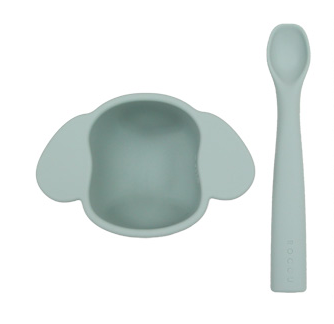 Rocou Set chén ăn và muỗng Cún Xanh Lá