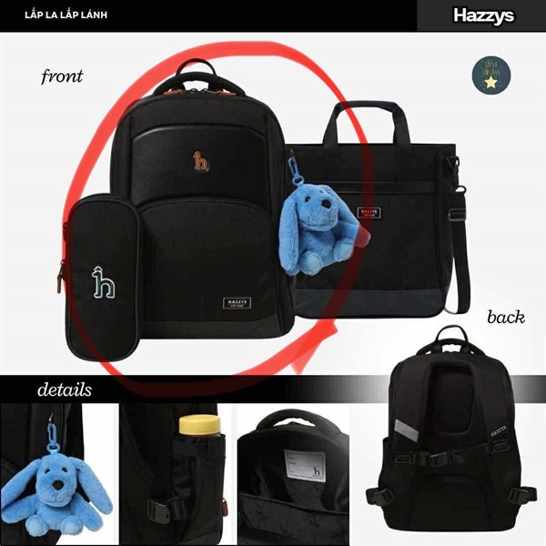 Hazzys Balo HUS60UP01M-BK Đen