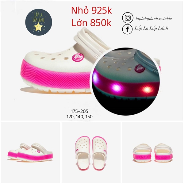 Crocs Sandal CRS210465 Trắng đèn size 190