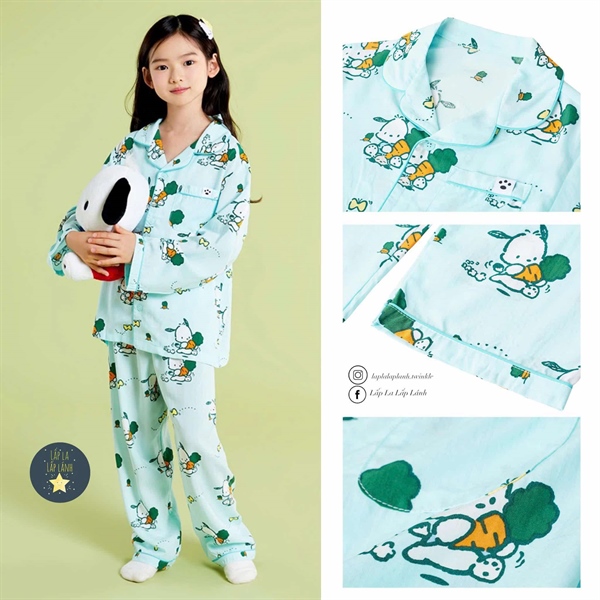 Spaokids Set pyjama Pochacco dài tay cổ V size 110