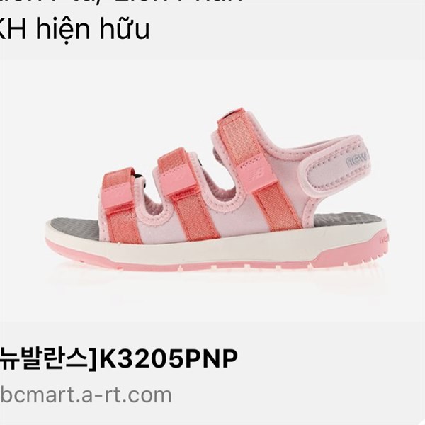 NewBalance Sandals hồng 3 quai dán, nền xám