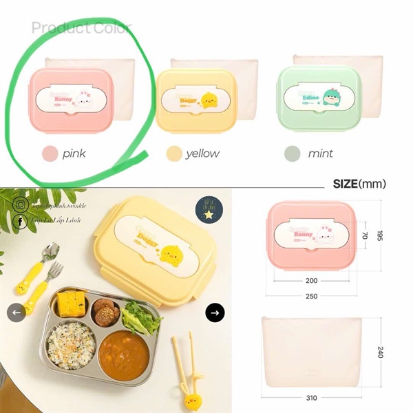 Edison Khay inox kèm nắp Thỏ hồng