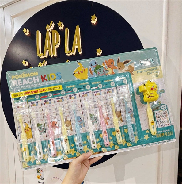 Perioe Set bàn chải Pokemon Xanh mint 10 cái size 3-6Y