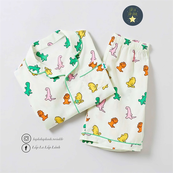 Spaokids Set pyjama khủng long ngắn tay size 120