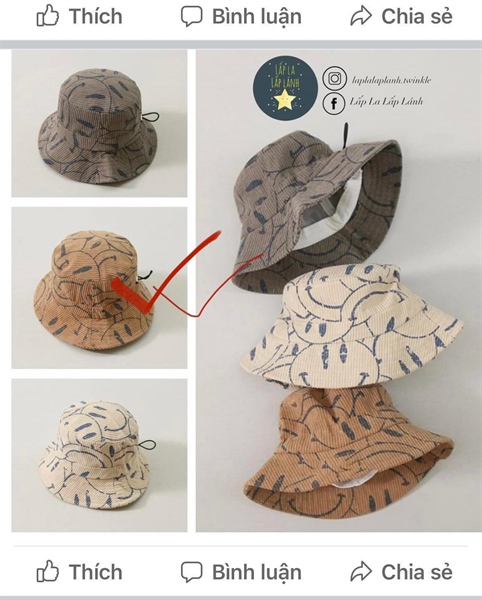 Rangubebe Nón tai bèo mặt cười Nâu