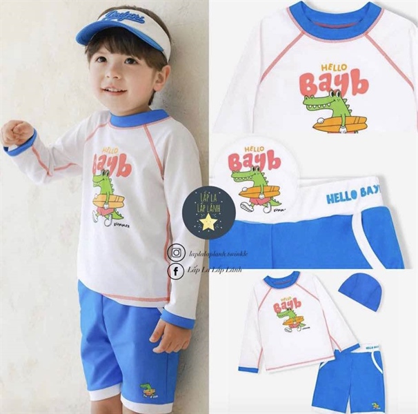 Bayb Set đồ bơi 3p Trắng xanh Blue size XL