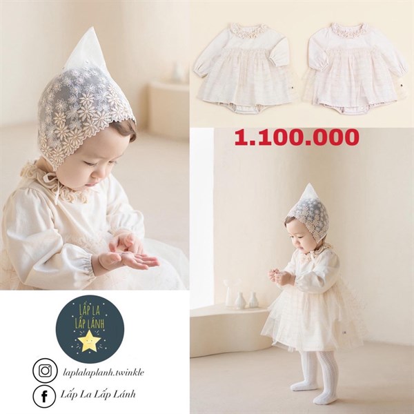 Happy Prince Romper Váy Cổ Bèo Be/Hồng