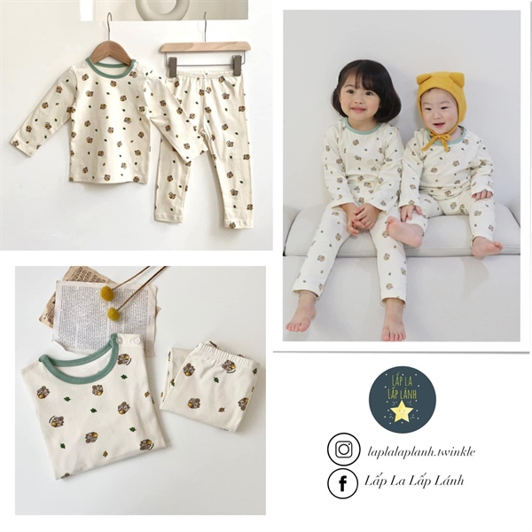 Cocohani Đồ bộ sóc viền Xanh lá size 100