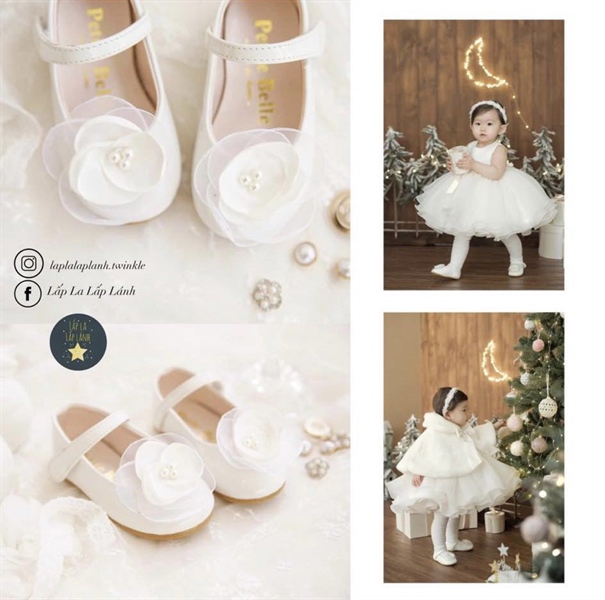 Petitbelle Giày hoa trắng size 140